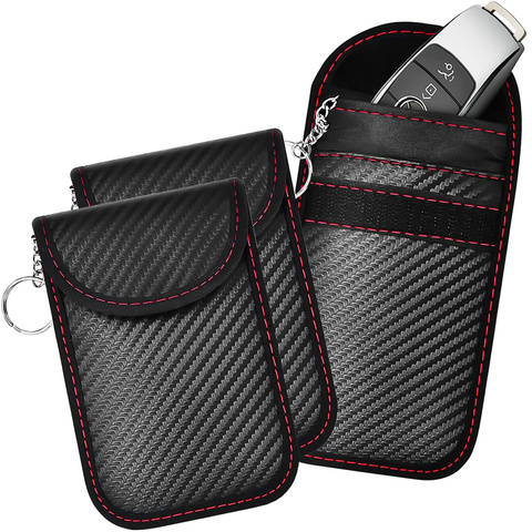 Antykradzieżowe etui na klucze Alogy pokrowiec blokujący sygnał ochrona RFID 13x8.2cm karbon czarny 2szt