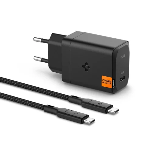 Ładowarka Sieciowa Spigen ArcStation Pro GaN-651 65W USB-C PD + Kabel Black