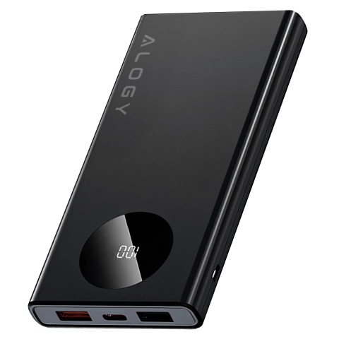 PowerBank 10000mAh z Technologią PD 120W, Szybkie Ładowanie PowerDelivery, Porty 2x USB-A i 1x USB-C, Wysoka Moc i Kompaktowy Design, Alogy TurboCharge™ – Czarny