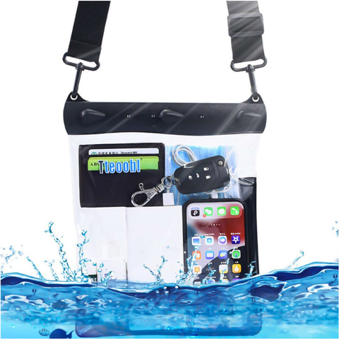 Etui wodoodporne na telefon 7.2" saszetka Case torba z pasek na ramię uniwersalne duże wodoszczelne 23x25cm Czarne