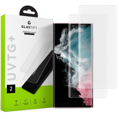 2-Pack Szkło hartowane pełne Glastify UV ochrona ekranu do Samsung Galaxy S22 Ultra