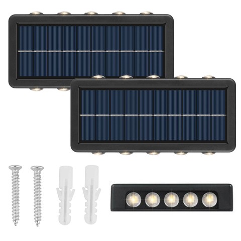 2x Lampa solarna ścienna słoneczna Alogy Solar Lamp zewnętrzna IP65 2V elewacyjna z czujnikiem zmierzchu 10 LED