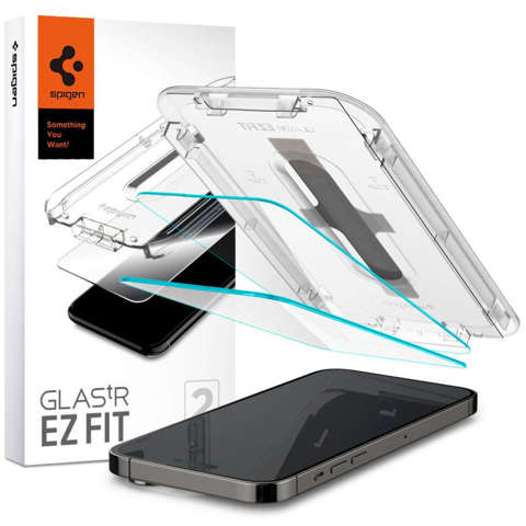 2x Szkło Hartowane Spigen Glas.TR ”EZ FIT” do Apple iPhone 14 Pro Max Clear