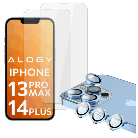 2x Szkło hartowane Alogy na ekran do Apple iPhone 13 Pro Max + Szkło na obiektyw Blue