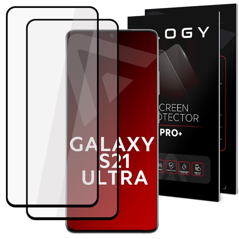 2x Szkło hartowane do etui Alogy Full Glue case friendly do Samsung Galaxy S21 Ultra Czarne