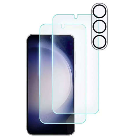 2x Szkło hartowane na ekran Supreme Set + szkło na obiektyw zestaw do Samsung Galaxy S23 Clear