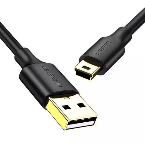 5-pinowy pozłacany kabel UGREEN USB - mini USB 0,5m czarny (US132)