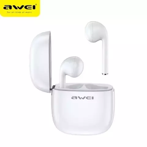 AWEI Słuchawki Bluetooth 5.0 T28 TWS + stacja dokująca Białe