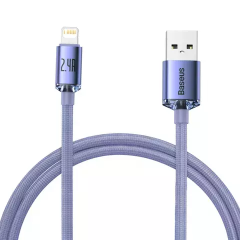 Baseus Crystal Shine Series kabel przewód USB do szybkiego ładowania i transferu danych USB Typ A - Lightning 2,4A 1,2m fioletowy (CAJY000005)