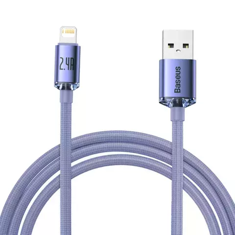 Baseus Crystal Shine Series kabel przewód USB do szybkiego ładowania i transferu danych USB Typ A - Lightning 2,4A 2m fioletowy (CAJY000105)