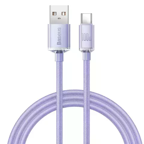 Baseus Crystal Shine Series kabel przewód USB do szybkiego ładowania i transferu danych USB Typ A - USB Typ C 100W 1,2m fioletowy (CAJY000405)