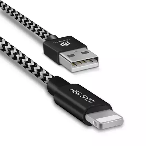 Dux Ducis K-ONE Series nylonowy kabel przewód USB / Lightning 2.1A 2M czarny