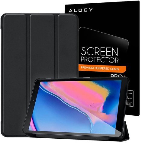 Etui Alogy Book Cover do Galaxy Tab A 8.0 2019 T290/T295 Czarne + Szkło Alogy