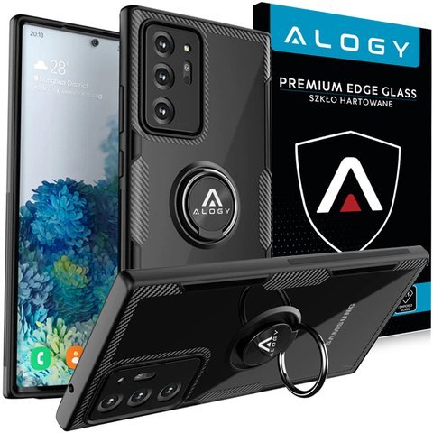 Etui Alogy Ring Holder Clear Armor do Galaxy Note 20 Ultra czarne + Szkło Alogy Full