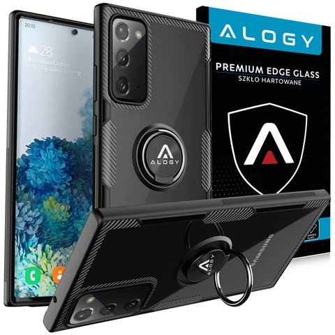 Etui Alogy Ring Holder Clear Armor do Samsung Galaxy Note 20 czarne + Szkło Alogy Full