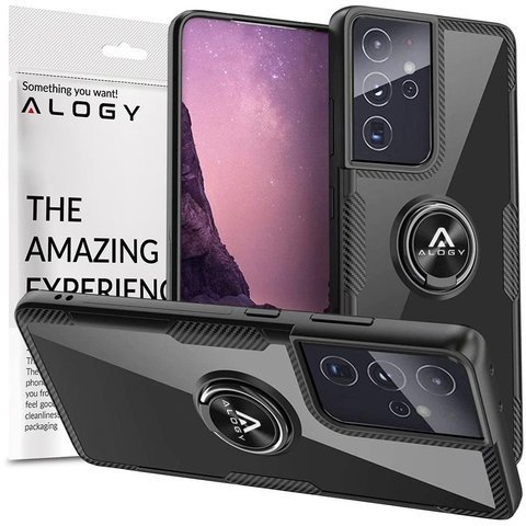 Etui Alogy Ring Holder Clear Armor do Samsung Galaxy S21 Ultra czarne
