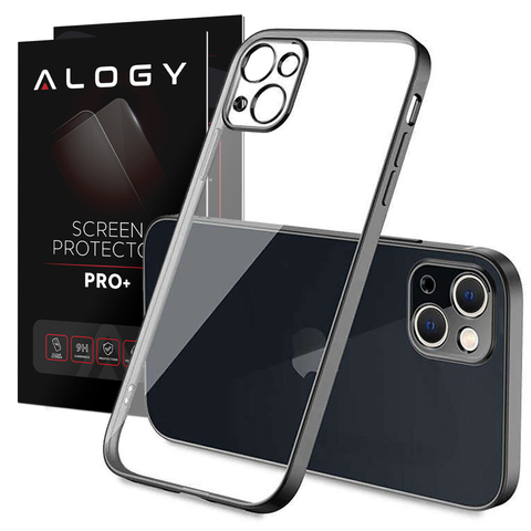 Etui Alogy TPU Luxury Case z osłonką na aparat do Apple iPhone 13 czarno-przezroczyste + Szkło