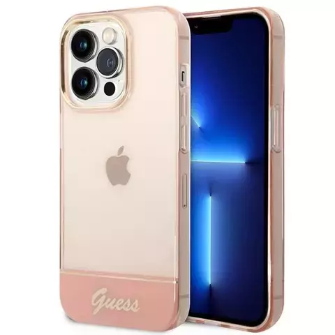 Etui Guess GUHCP14LHGCOP do Apple iPhone 14 Pro 6,1" różowy/pink hardcase Translucent