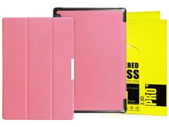 Etui Smart Cover Lenovo Tab2 A10-70/ Tab3 10 Plus X70 Różowy +SZKŁO+RYSIK