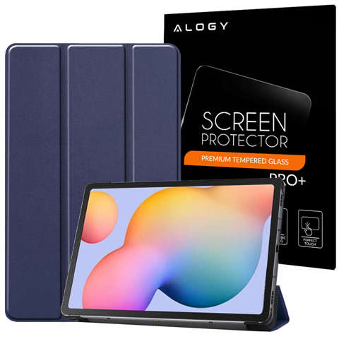 Etui obudowa Alogy Smart Case do Galaxy Tab S6 Lite 10.4 P610/P615 Granatowy + Szkło