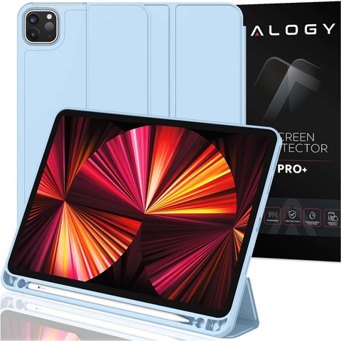 Etui ochronne Alogy Book Cover Pencil Case obudowa z miejscem na rysik do Apple iPad Air 4 2020/ 5 2022/ iPad Pro 11 Niebieskie + Szkło
