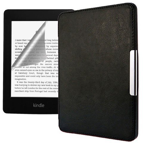 Etui ochronne na czytnik  Alogy do Kindle Paperwhite 1 2 3 na magnes czarne + Folia