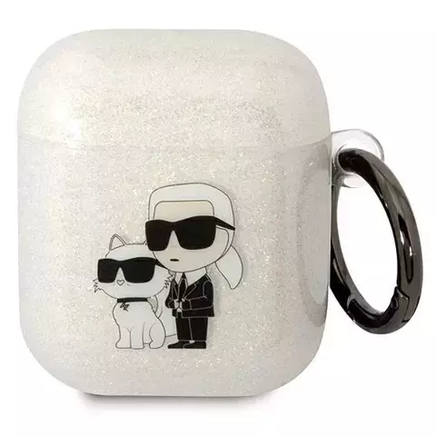 Etui ochronne na słuchawki Karl Lagerfeld do Airpods 1/2 cover transparent Gliter Karl&Choupette