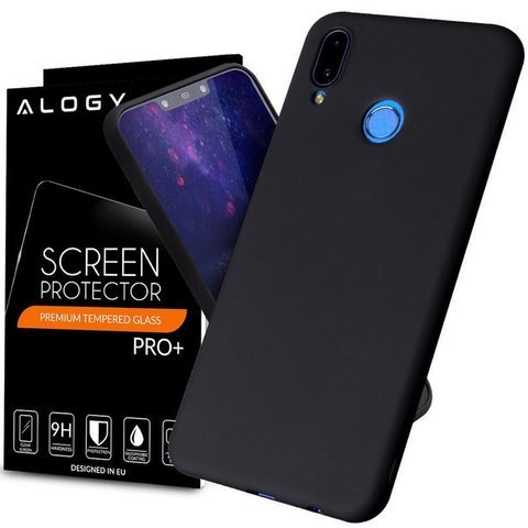 Etui silikonowe Alogy slim case do Huawei P Smart 2019 czarne + Szkło Alogy