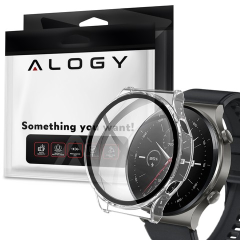 Etui silikonowe nakładka z folią ochronną na ekran Alogy do Huawei Watch GT 2 Pro Przezroczyste