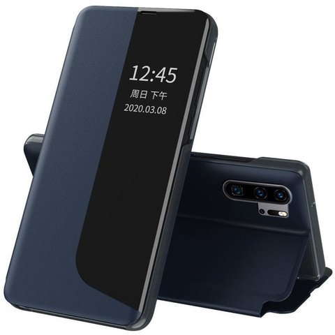 Etui z klapką portfel Alogy skórzane Smart View Cover do Huawei P30 Pro Granatowe