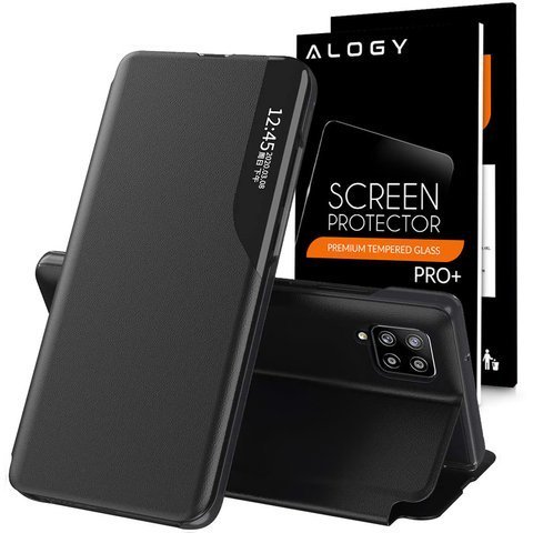 Etui z klapką portfel Alogy skórzane Smart View Cover do Samsung Galaxy A42 + Szkło