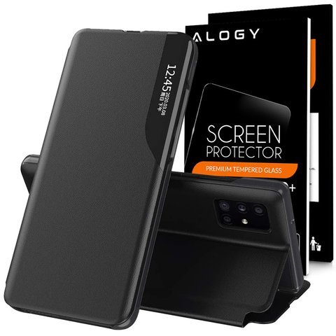 Etui z klapką portfel Alogy skórzane Smart View Cover do Samsung Galaxy M51 + Szkło Alogy
