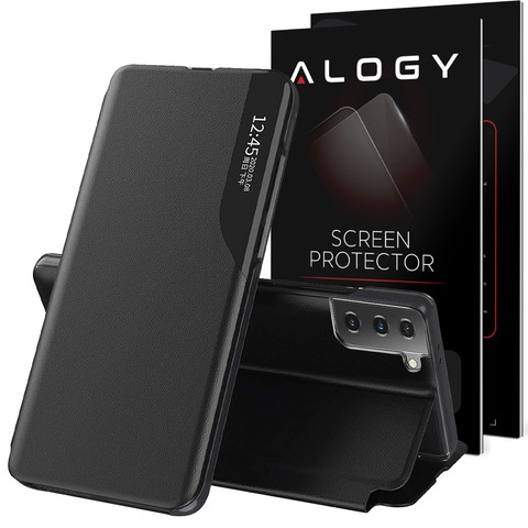 Etui z klapką portfel Alogy skórzane Smart View Cover do Samsung Galaxy S21 Plus + Szkło