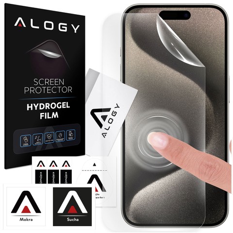 Folia Hydrożelowa do Apple iPhone X XR 11 12 13 14 15 PRO MAX MINI PLUS ochronna na telefon na ekran Alogy Hydrogel Film