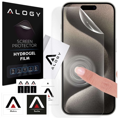 Folia Hydrożelowa do iPhone 15 Pro Max ochronna na telefon na ekran Alogy Hydrogel Film