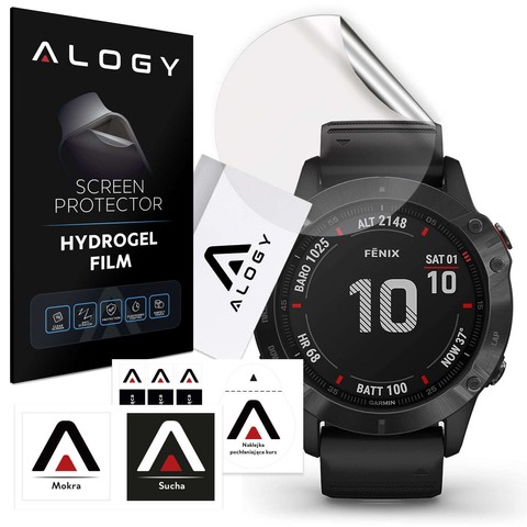 Folia ochronna Hydrożelowa hydrogel Alogy do smartwatcha do Garmin Fenix 6X Pro 1.4 cala