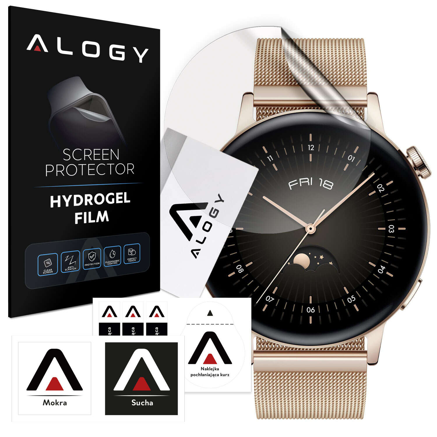 Folia ochronna Hydrożelowa hydrogel Alogy do smartwatcha do Huawei Watch GT 2 Elegant BT 42mm