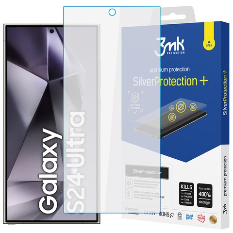Folia ochronna do Samsung Galaxy S24 Ultra 3mk Silver+ 7H na cały ekran antywirusowa Protection+