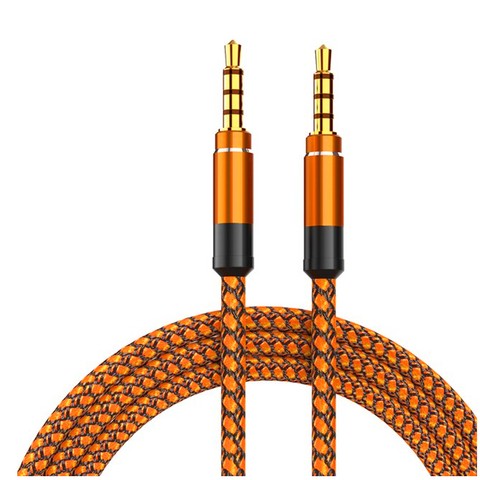 Kabel 1,5m Audio 2x Mini Jack - Jack 3.5mm długi przewód AUX Oplot mocny Pomarańczowy