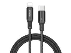 Kabel 1m Rock przewód nylonowy R2 USB-C - Lightning PD Fast 2.4A czarny