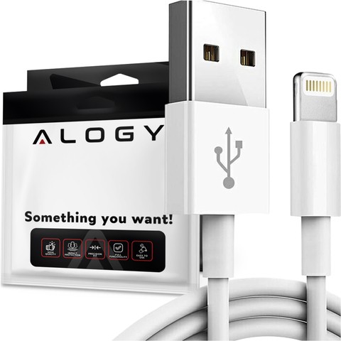 Kabel 2m Alogy Fast Charge USB do Lightning przewód do ładowania iPhone 20W White