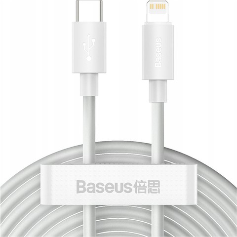 Kabel Baseus USB-C do Lightning iPhone PD 18W przewód 1m szybkie ładowanie szybki biały