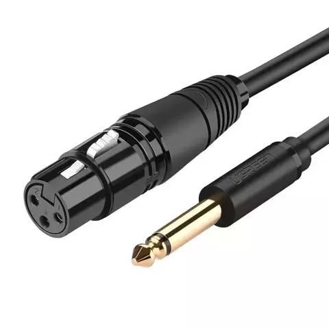 Kabel UGREEN audio przewód do mikrofonu XLR (żeński) - 6,35 mm jack (męski) 2 m czarny (20719 AV131)