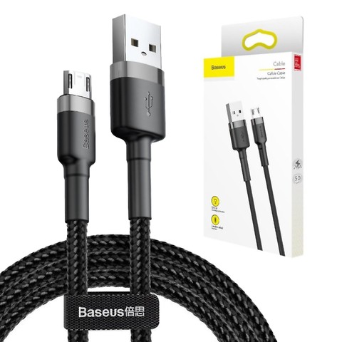 Kabel USB do micro USB Baseus Cafule QC 3.0 2.4A 50cm Szaro-czarny