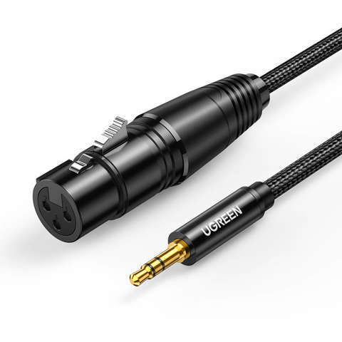 Kabel audio AV182 UGREEN XLR żeński do jack 3.5 męski  2m czarny