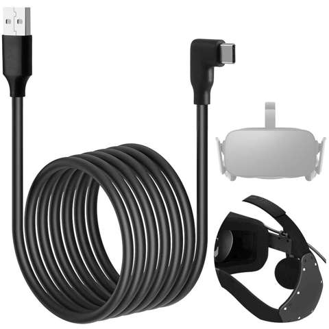 Kabel do okularów VR Alogy przewód USB do USB Type-C 5m do Oculus Link Quest 1 2 Czarny