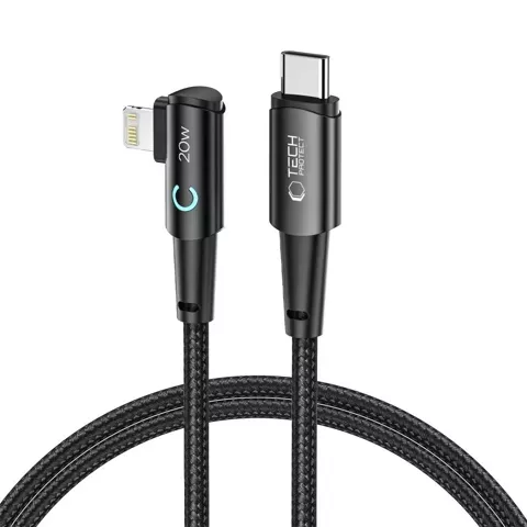 Kabel przewód kątowy USB Typ C - Lightning  UltraBoost "L" 20W/3A 100 cm Szary