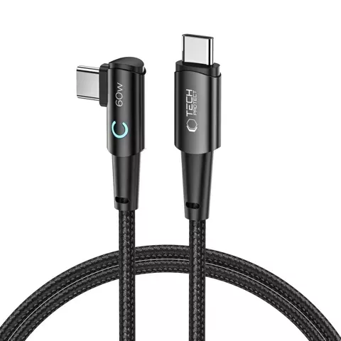 Kabel przewód kątowy USB Typ C - USB Typ C UltraBoost "L" 60W/6A 100 cm Szary