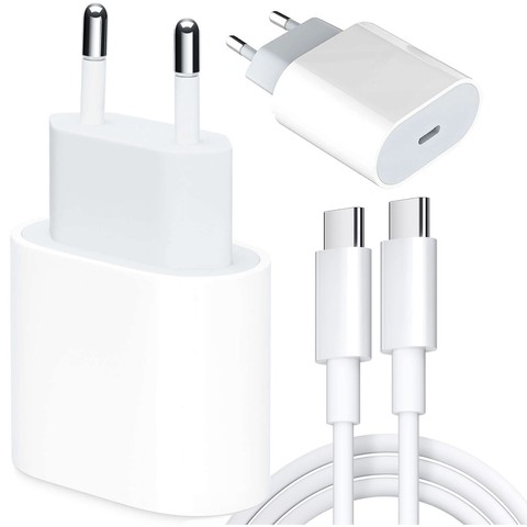 Ładowarka sieciowa oryginalna Apple USB-C typ C 20W szybka MHJE3ZM/A do iPhone adapter kostka Biała + Kabel 1m