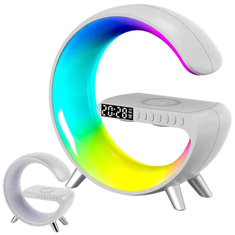 Lampa inteligentna wielofunkcyjna z ładowarka QI 15W głośnik Bluetooth lampka nocna LED RGB Alogy Biała
